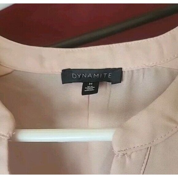 Womens Blouse Sheer Long Sleeve Pullover Beige Size Medium Dynamite - Picture 9 of 11